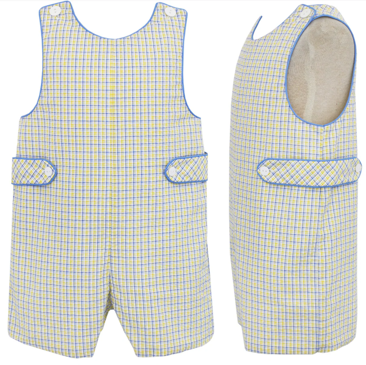 Light Blue & Yellow Seersucker Plaid John John