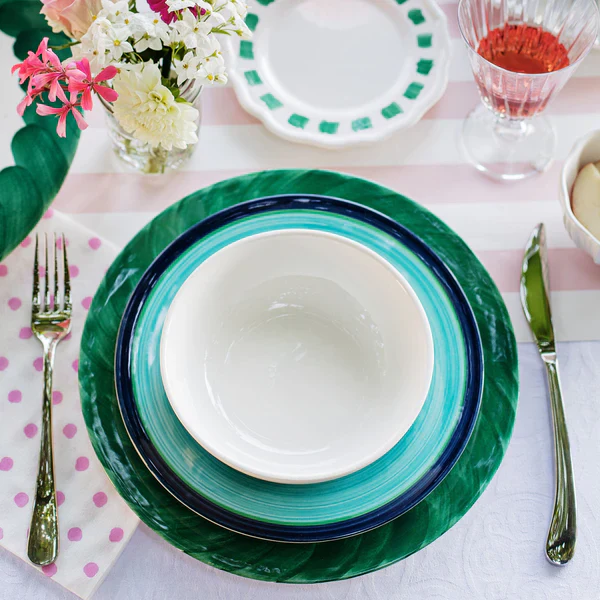 Lisbon Green Brushstroke Dinner Plate - Image 2