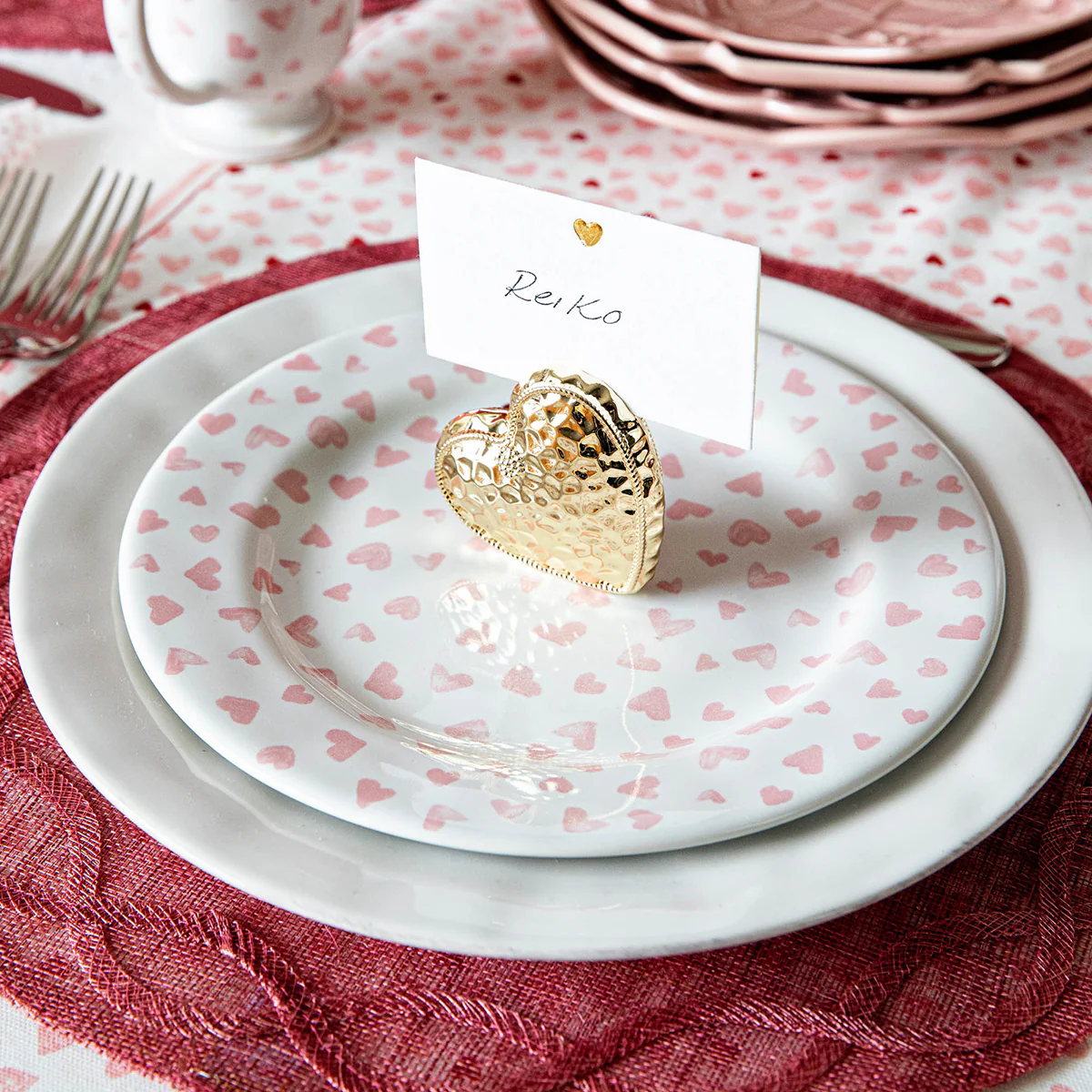 Love You More Dessert/Salad Plate Set/4 - Pink - Image 5