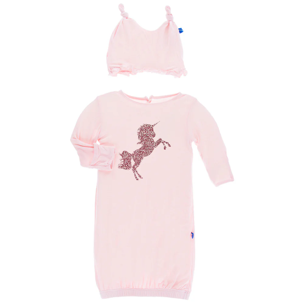 Macaroon Layette Gown & Ruffle Knot Hat Set - Image 5