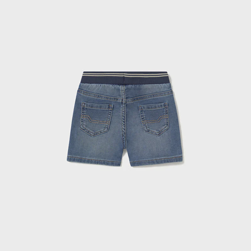 Elastic Waist Medium Denim Shorts - Image 2