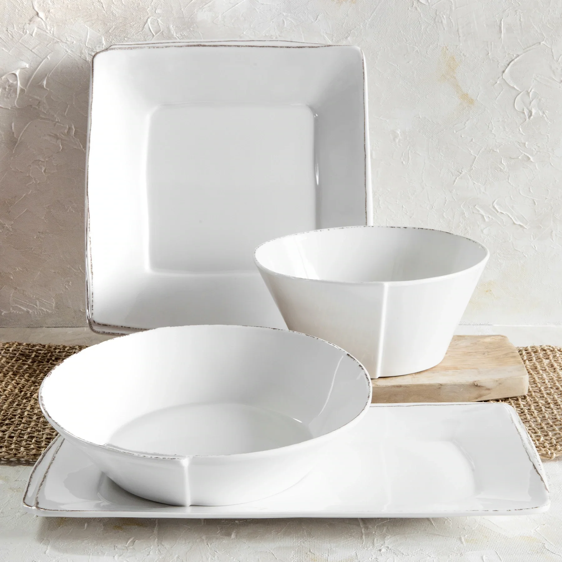 Melamine Lastra White Four-Piece Serveware Set - Image 2