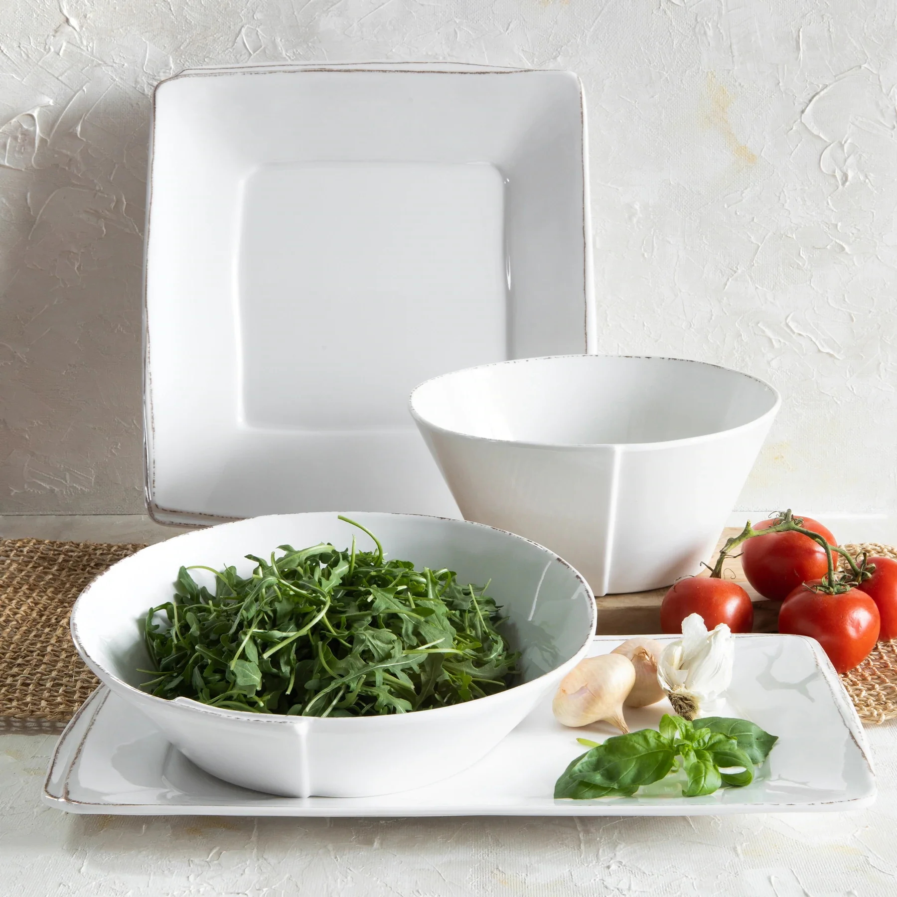 Melamine Lastra White Four-Piece Serveware Set - Image 3