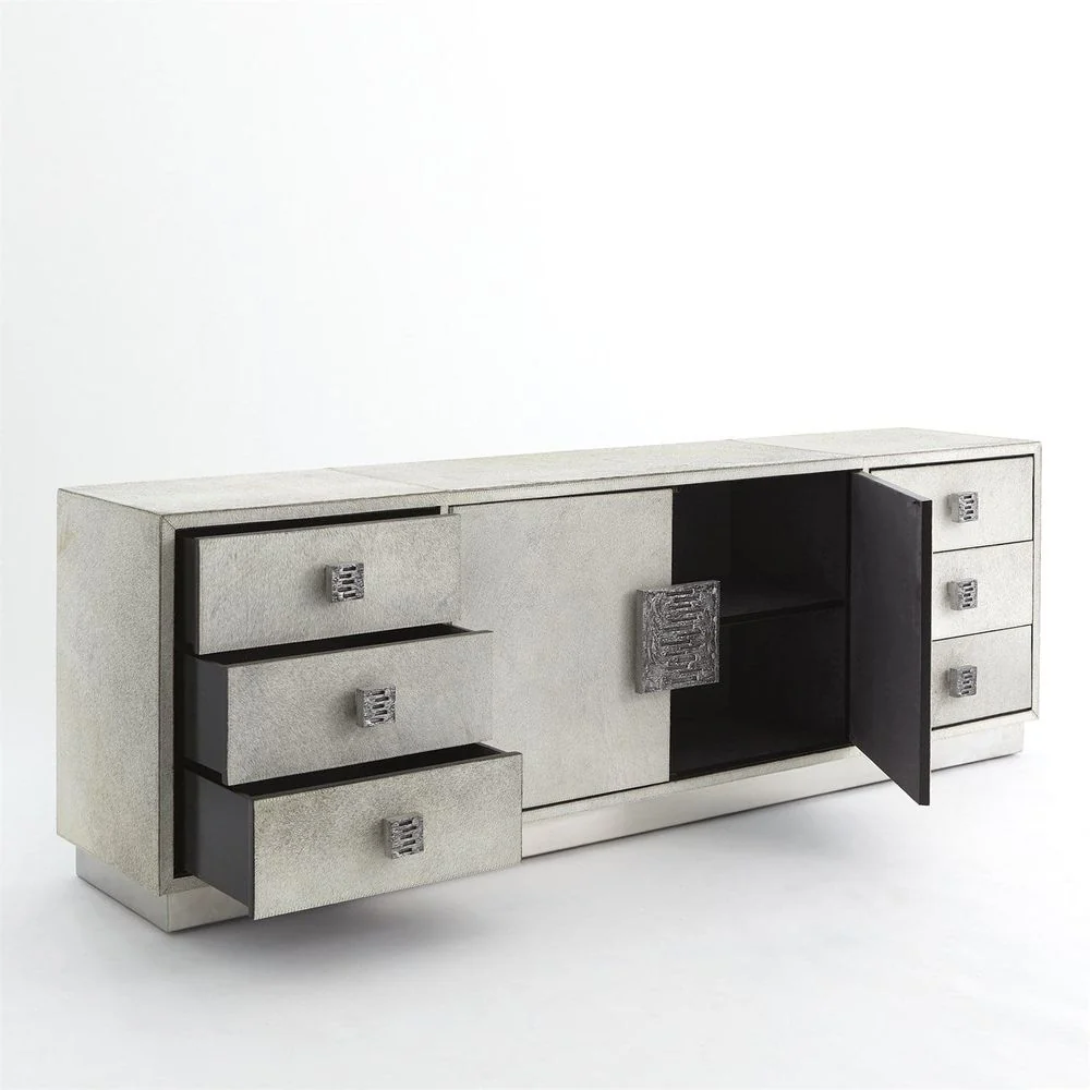 Metro Long Cabinet - Grey Hair-On-Hide - Image 3