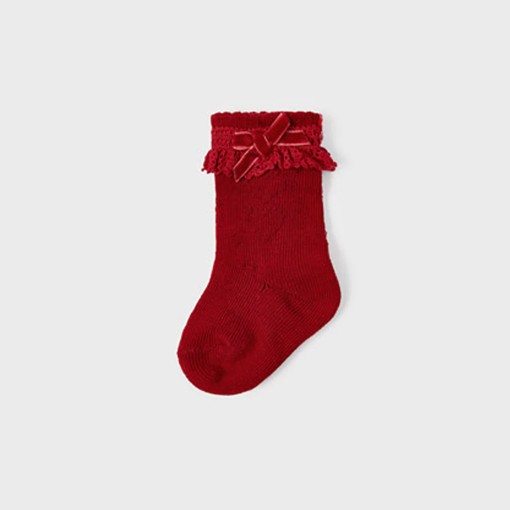 Mistletoe Red Openwork Socks