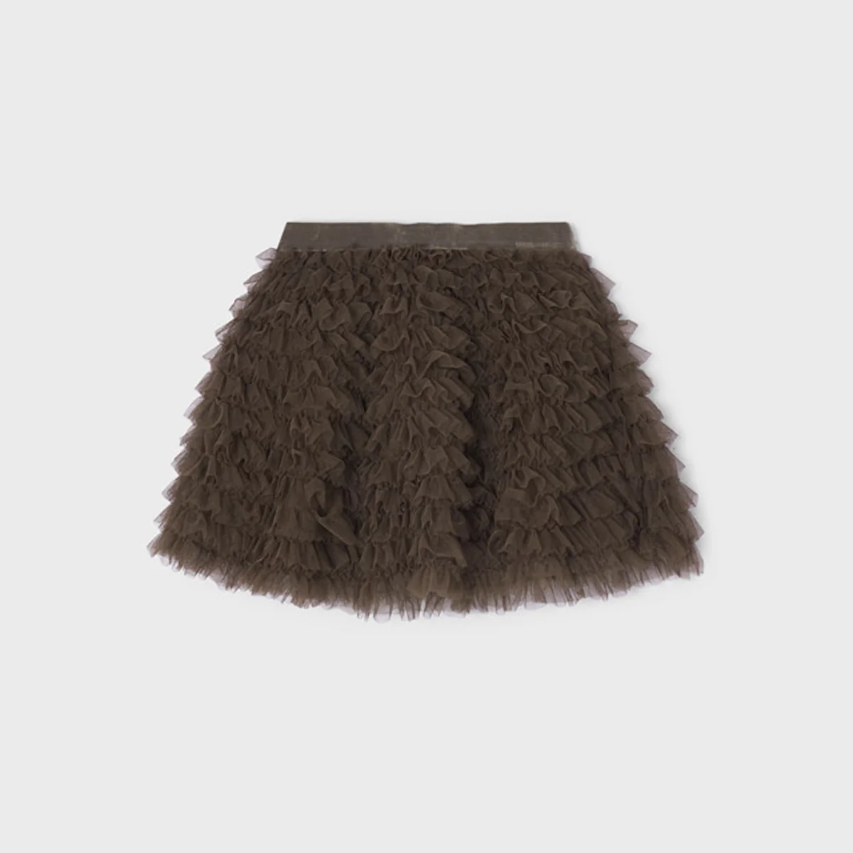 Mocha Ruffled Tulle Skirt - Image 4