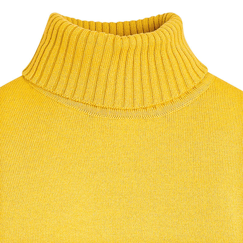 Mustard Knitted Cotton Turtleneck Sweater - Image 3