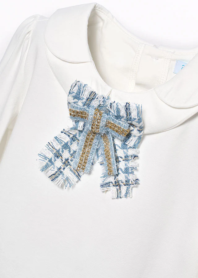 Natural Long Sleeve Shirt w/ Bow - Image 3