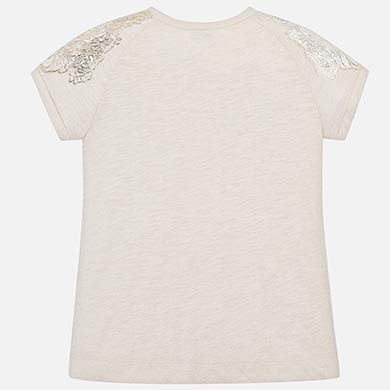 Natural Short Sleeved T-Shirt With Appliques - Image 4