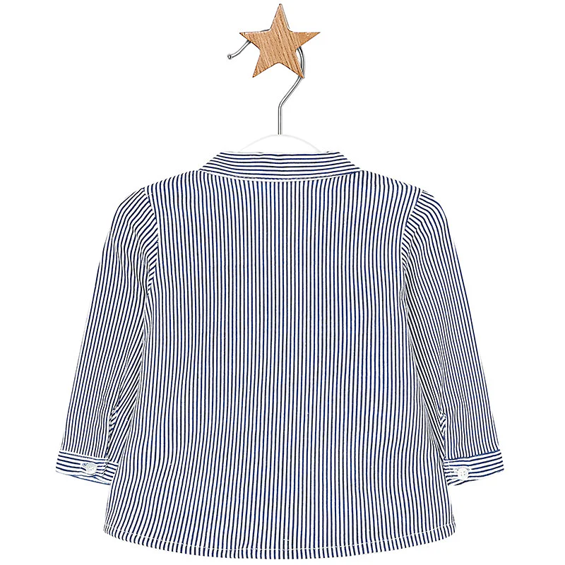 Navy Blue Stripe Long Sleeve Button Down Shirt - Image 2