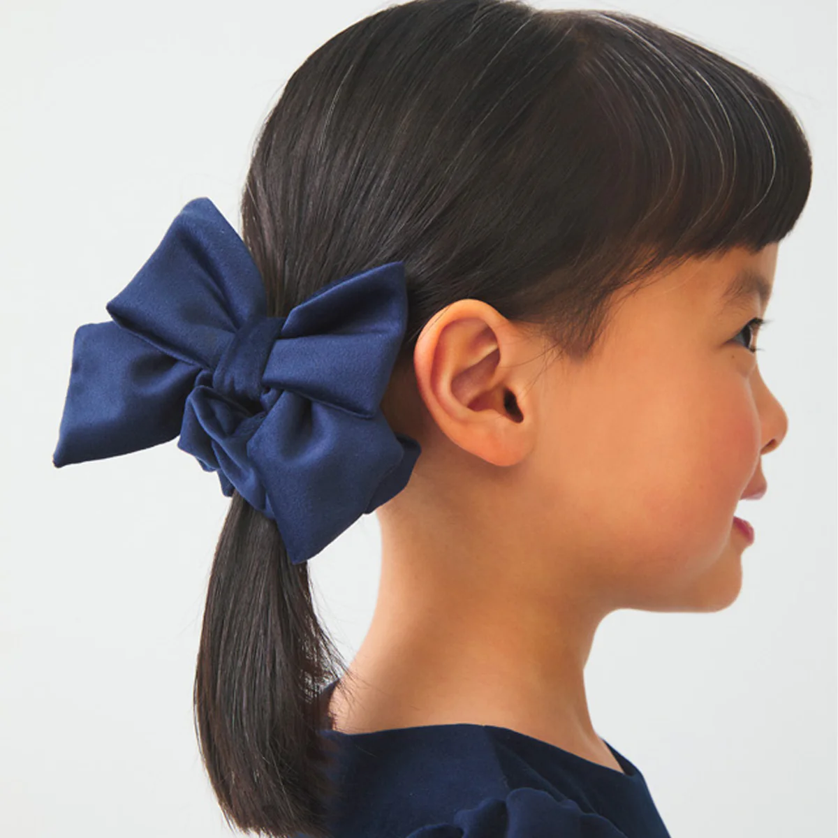 Navy Velvet Bow Scrunchie