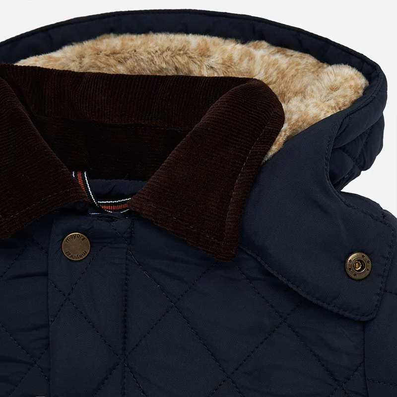 Navy Quilted Coat - Image 3
