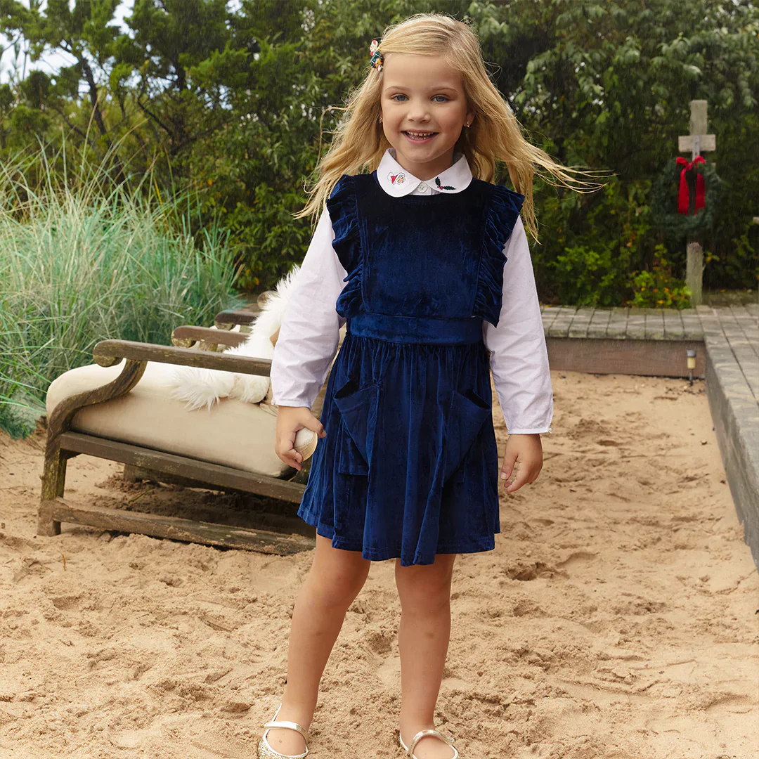 Navy Velour Camille Jumper Dress - Image 2
