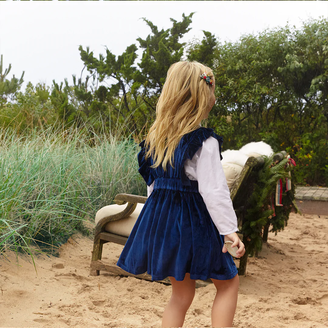 Navy Velour Camille Jumper Dress - Image 3