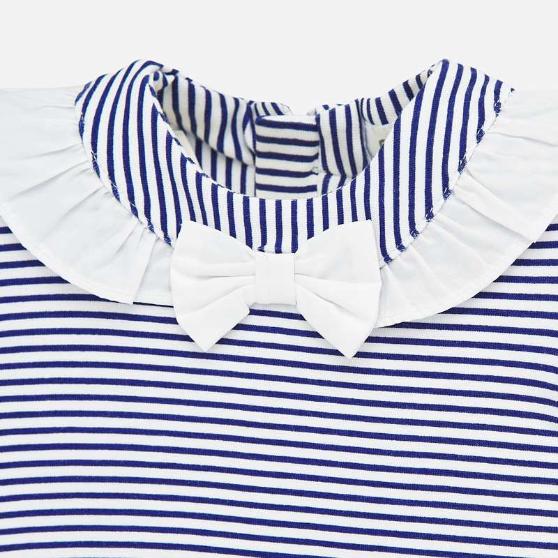 Navy & White Stripe Romper with Hat - Image 3