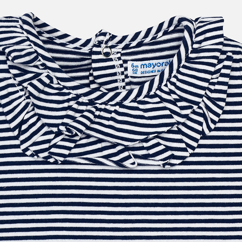 Navy & White Stripe Ruffle T-Shirt - Image 2