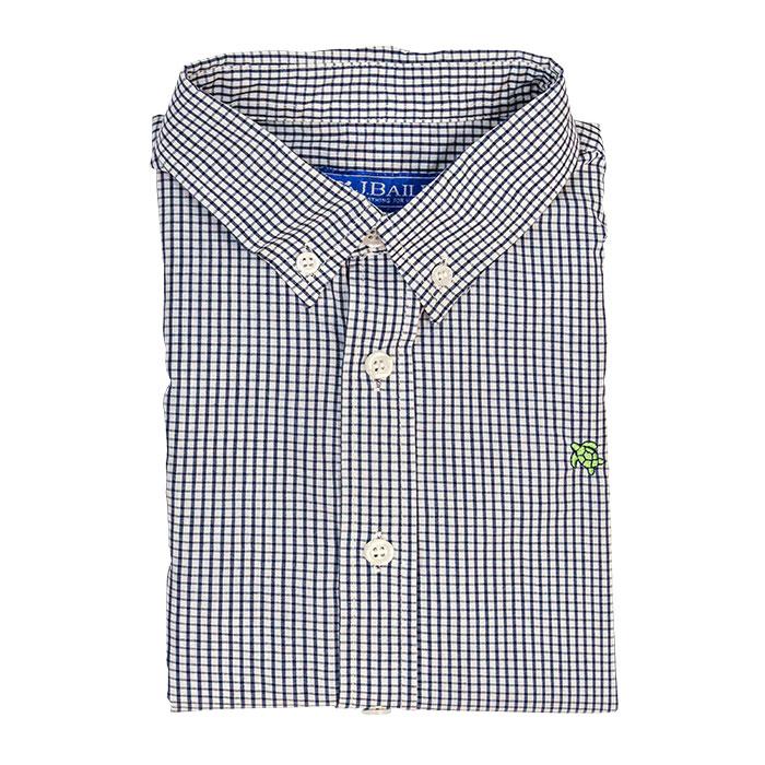 Navy Windowpane Button Down Shirt