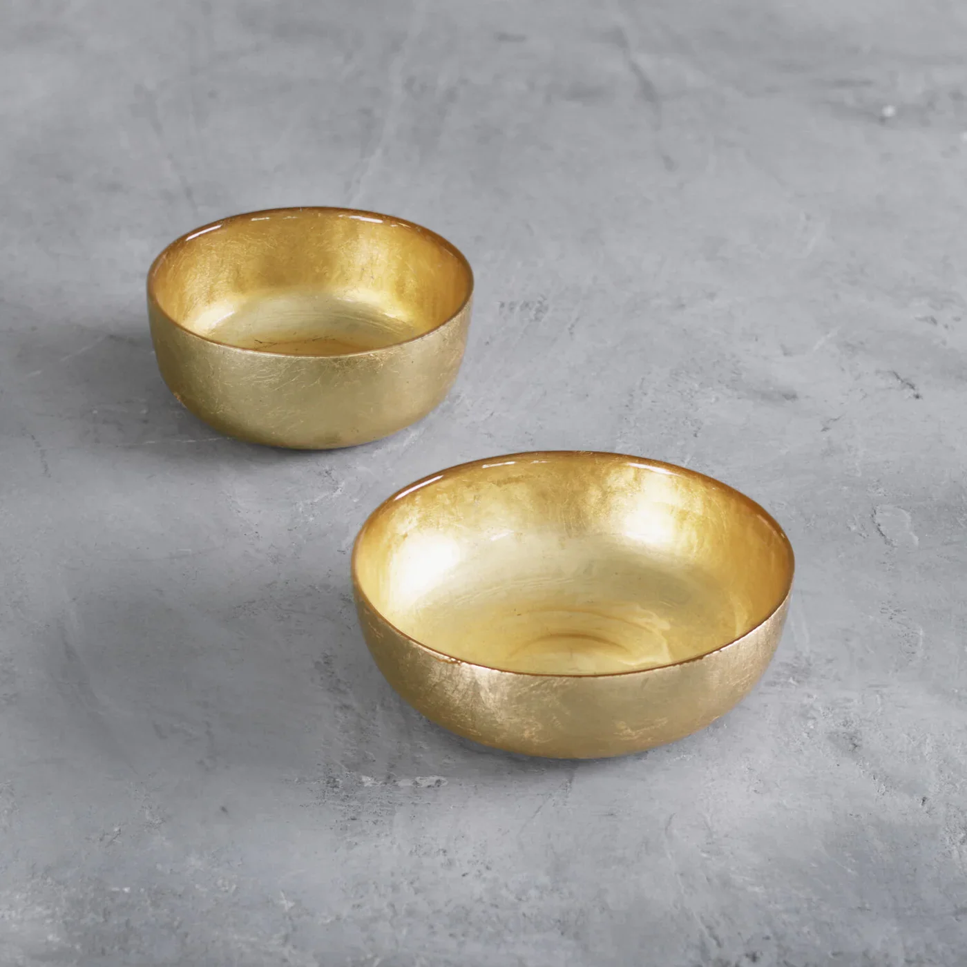 New Orleans Glass Gold Foil Small Shallow Round Bowls - Set of 2
