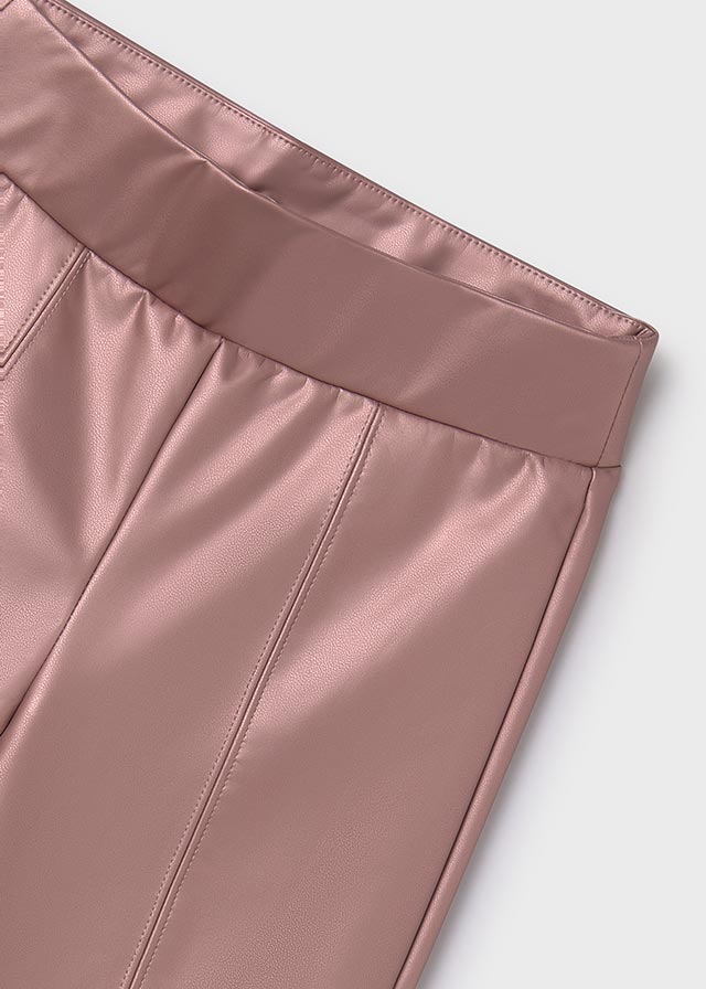 Nude Pink Leather Leggings - Image 2