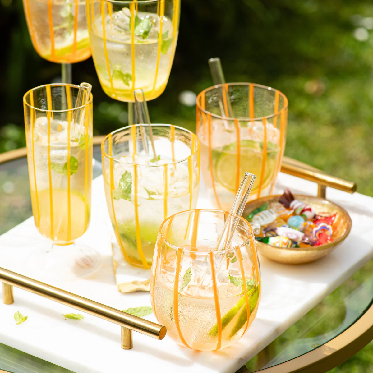 Nuovo Stripe Orange Stemless Wine Glass - Image 2