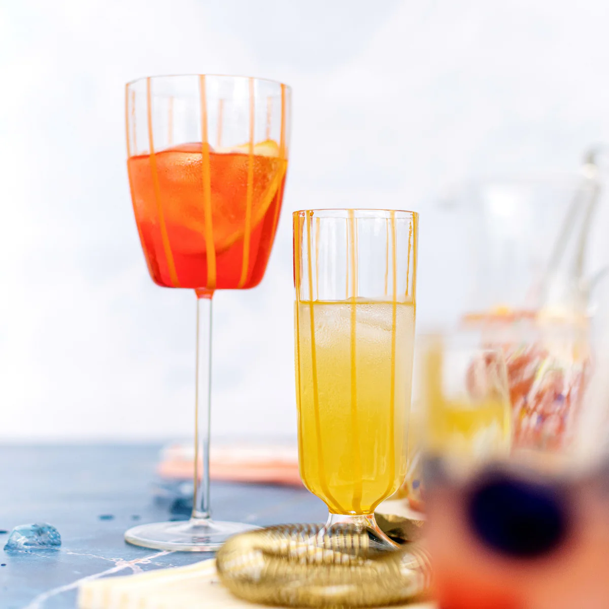 Nuovo Stripe Orange Wine Glass - Image 2