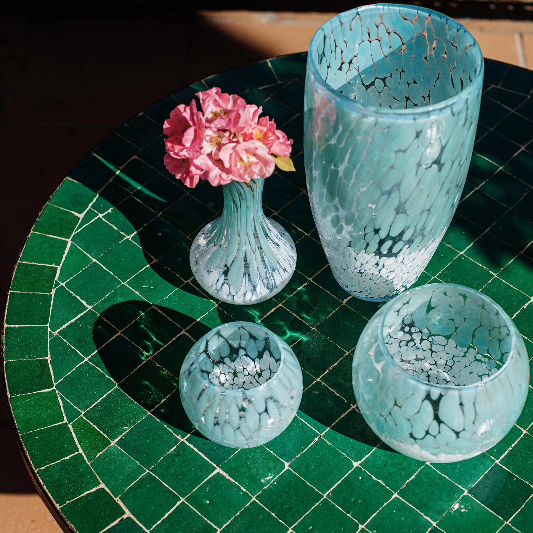 Nuvola Light Blue and White Tall Vase - Image 2