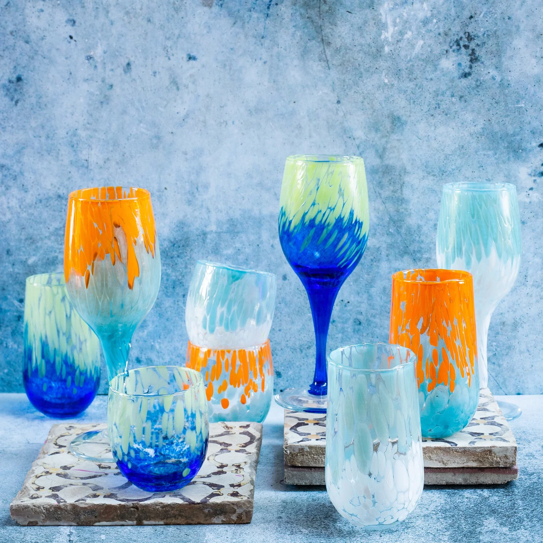 Nuvola Light Blue and White Wine Glass - Image 2