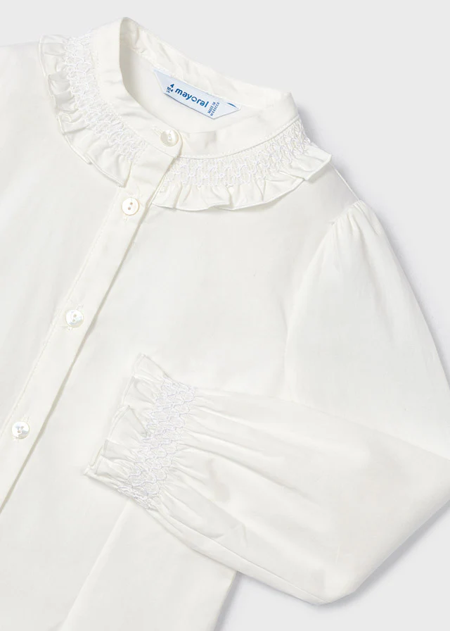 Off White Long Sleeve Poplin Blouse - Image 6