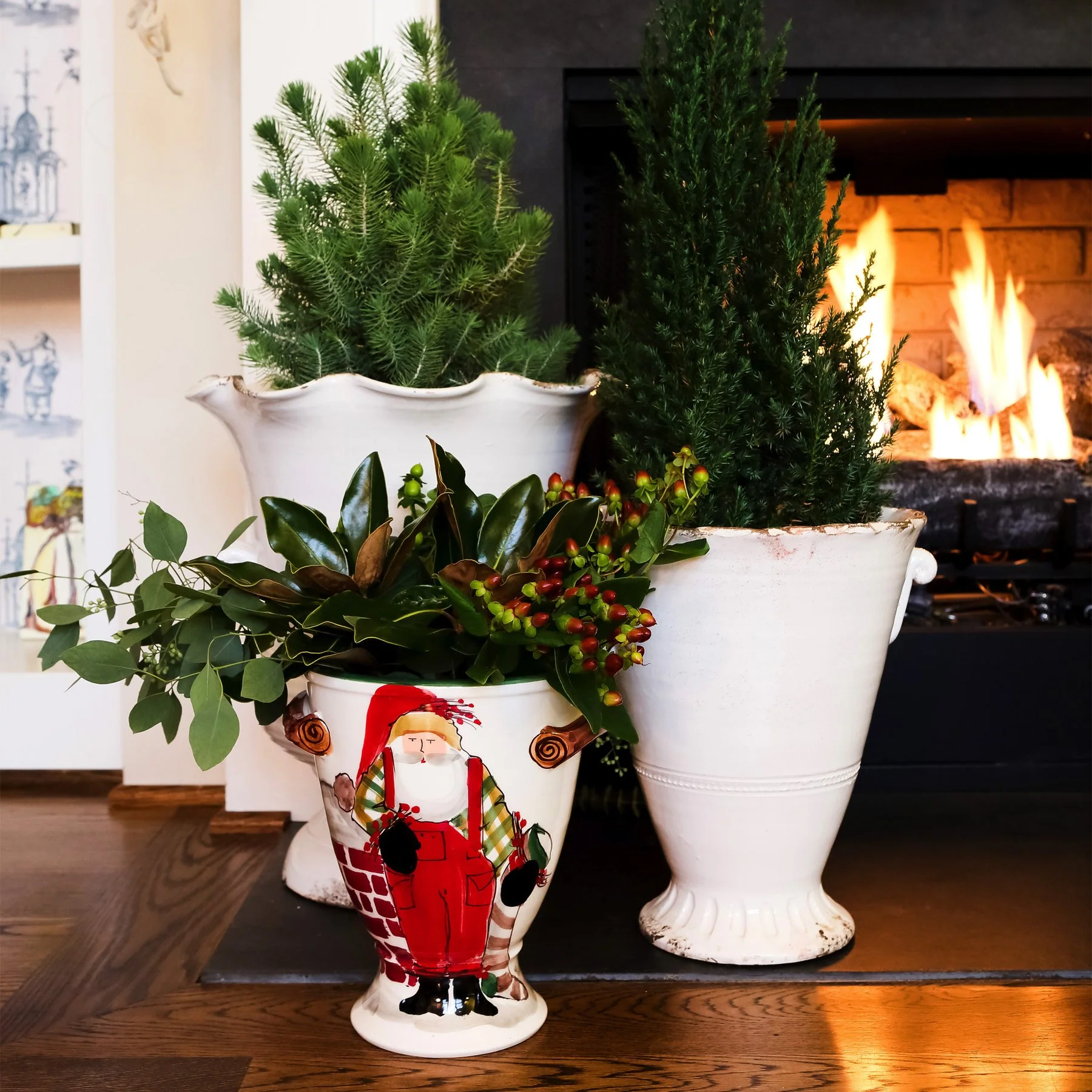Old St. Nick Footed Urn with Chimney & Stockings - Image 4