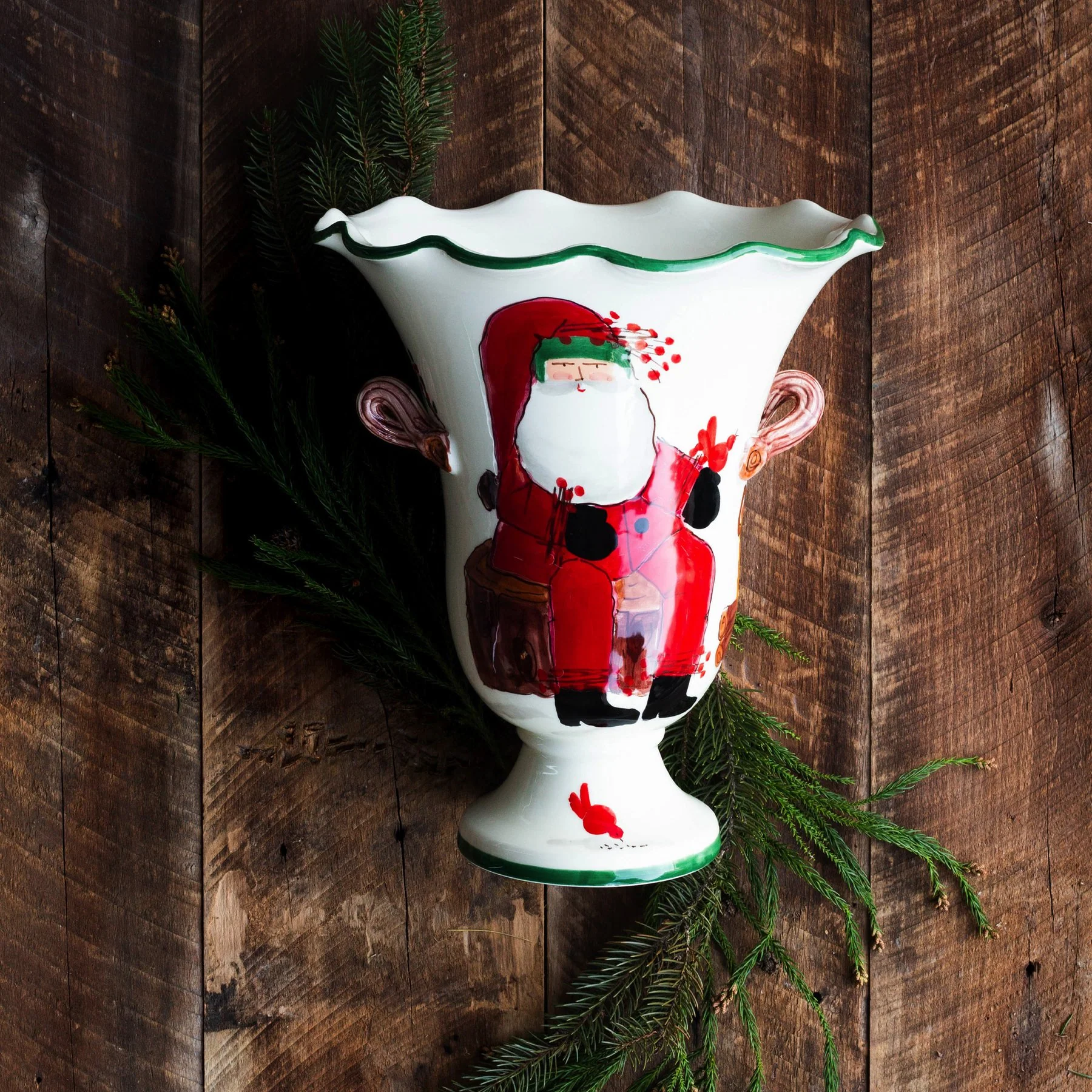 Old St. Nick Large Footed Cachepot With Campfire - Image 4