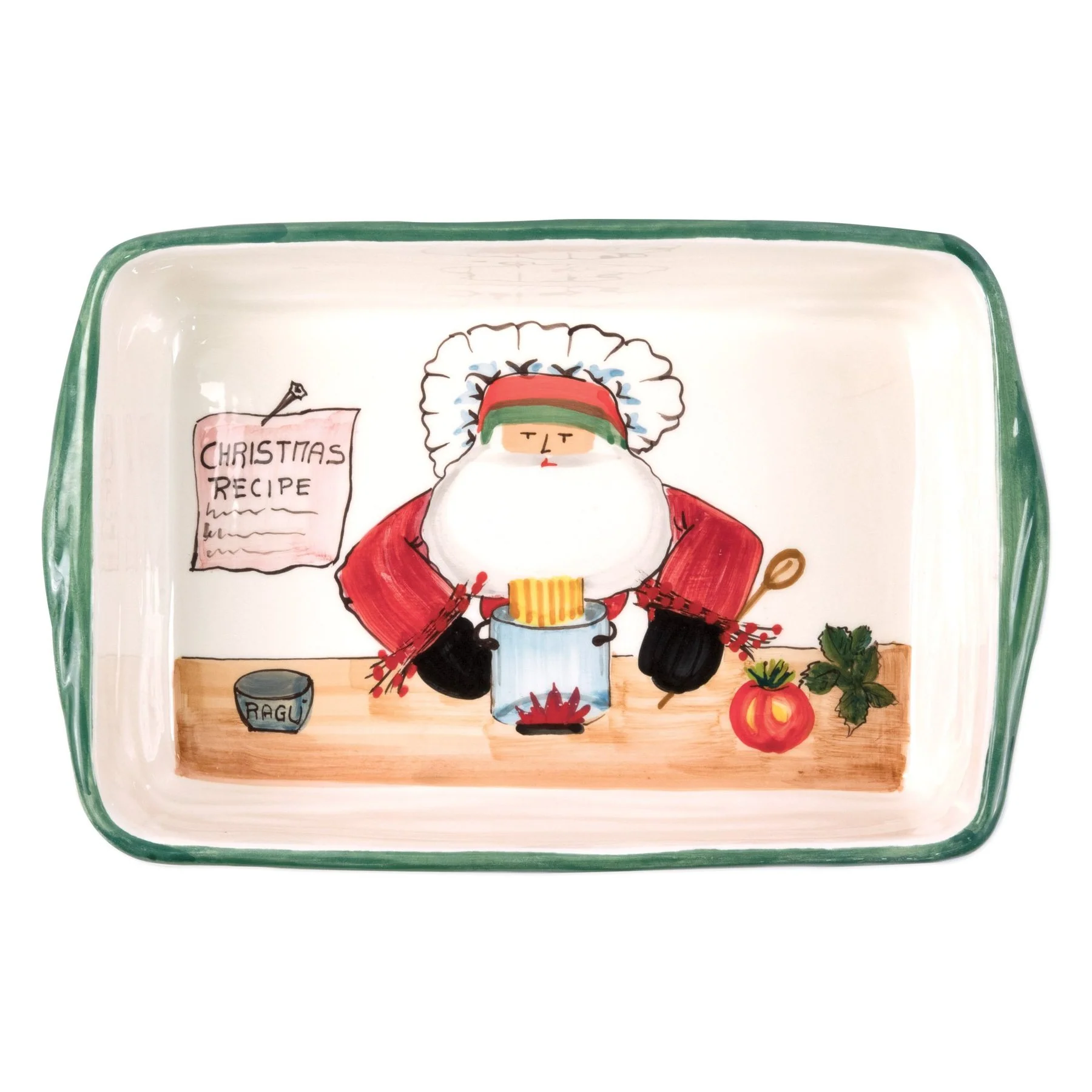 Old St. Nick Rectangular Baker With Chef Santa