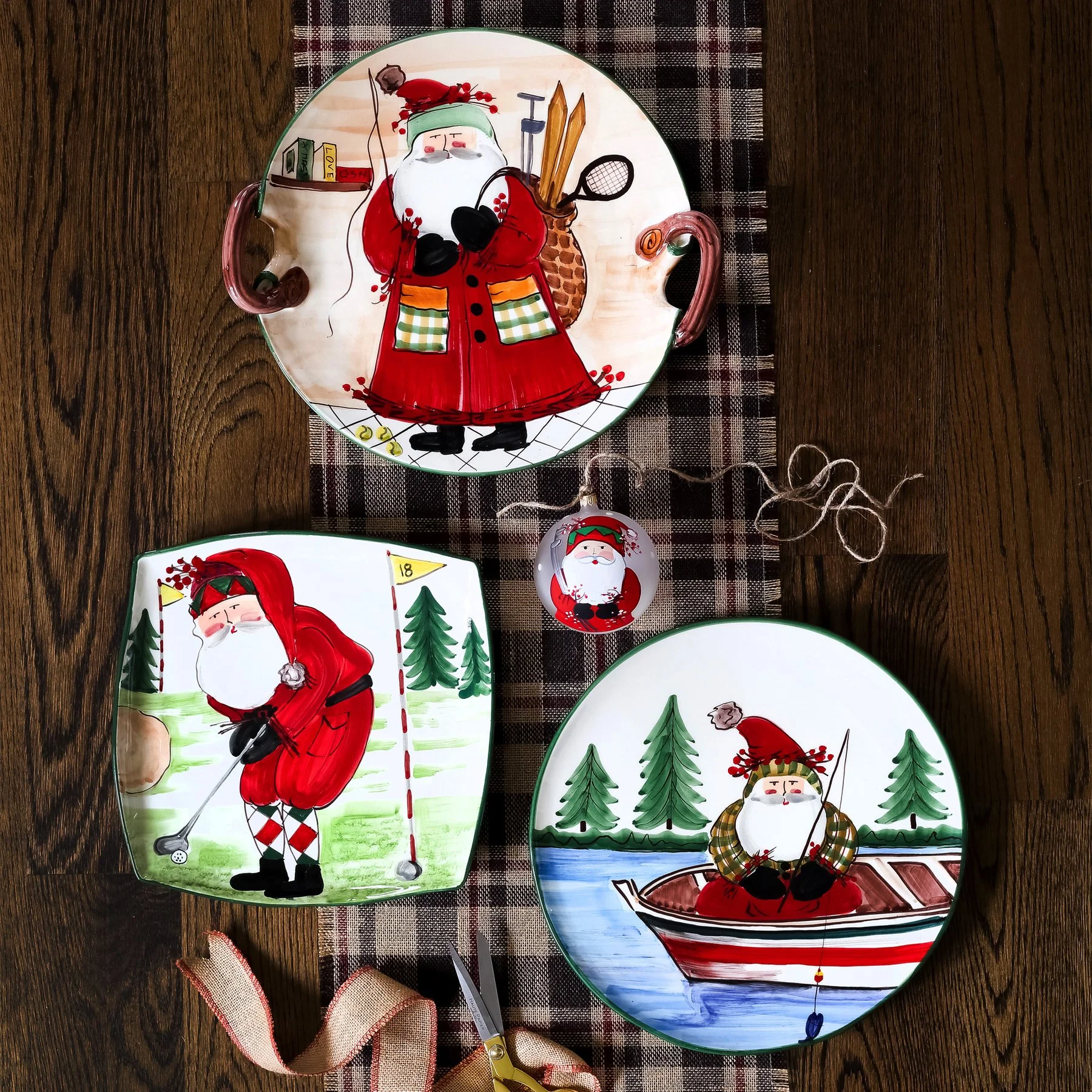 Old St. Nick Round Platter - Fishing - Image 2