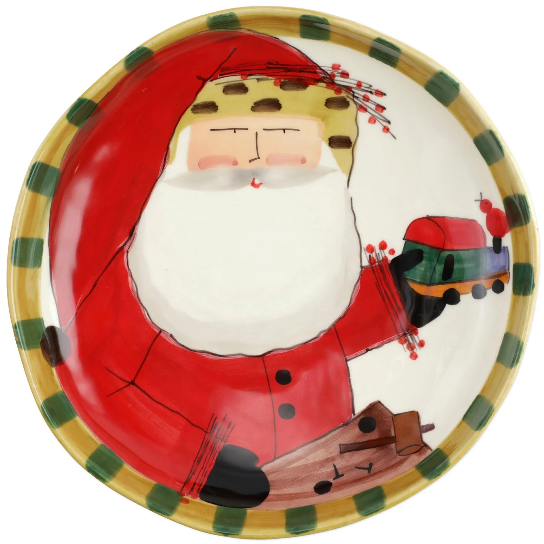 Old St. Nick Round Shallow Bowl With Train
