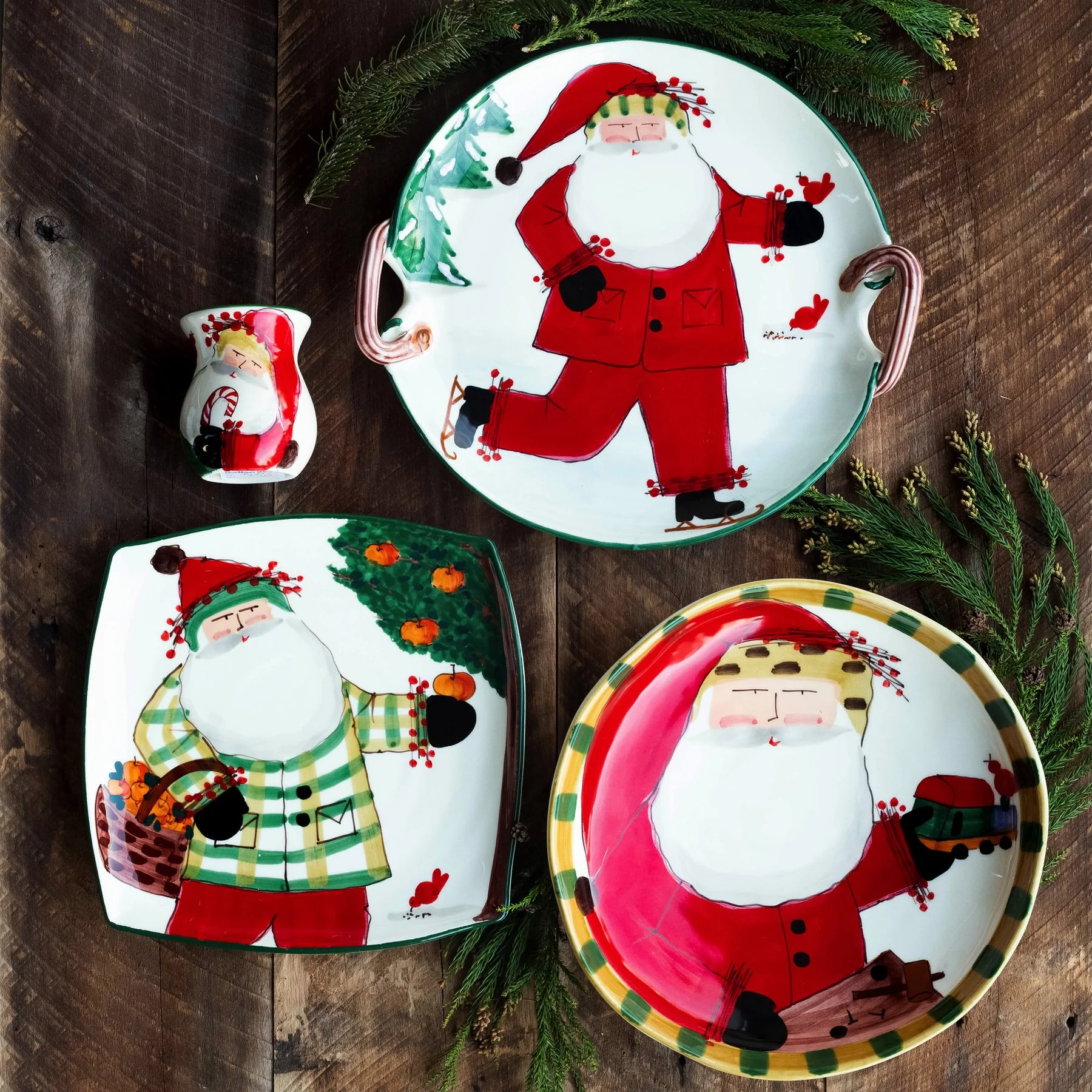 Old St. Nick Round Shallow Bowl With Train - Image 4