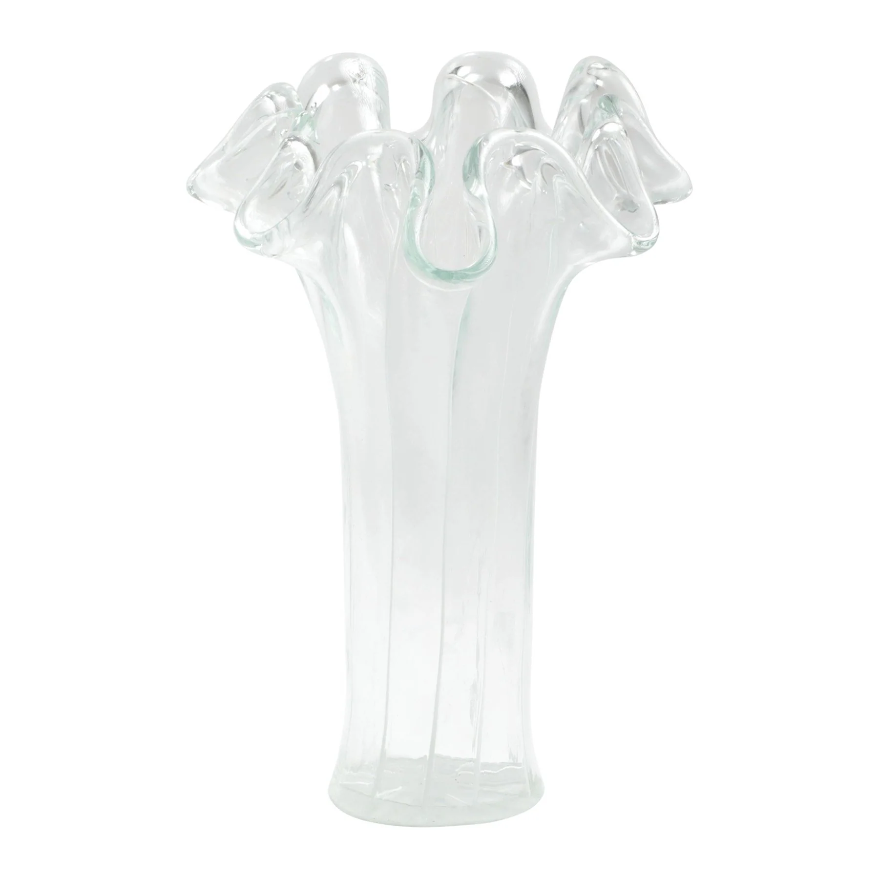 Onda Glass Clear With White Lines Tall Vase