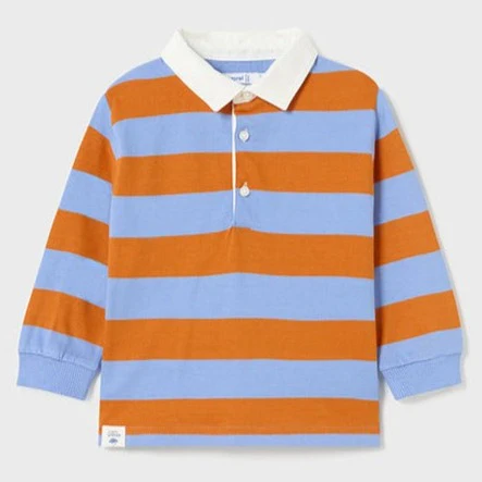 Orange & Blue Stripe Long Sleeve Polo