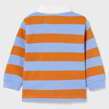 Orange & Blue Stripe Long Sleeve Polo - Image 2