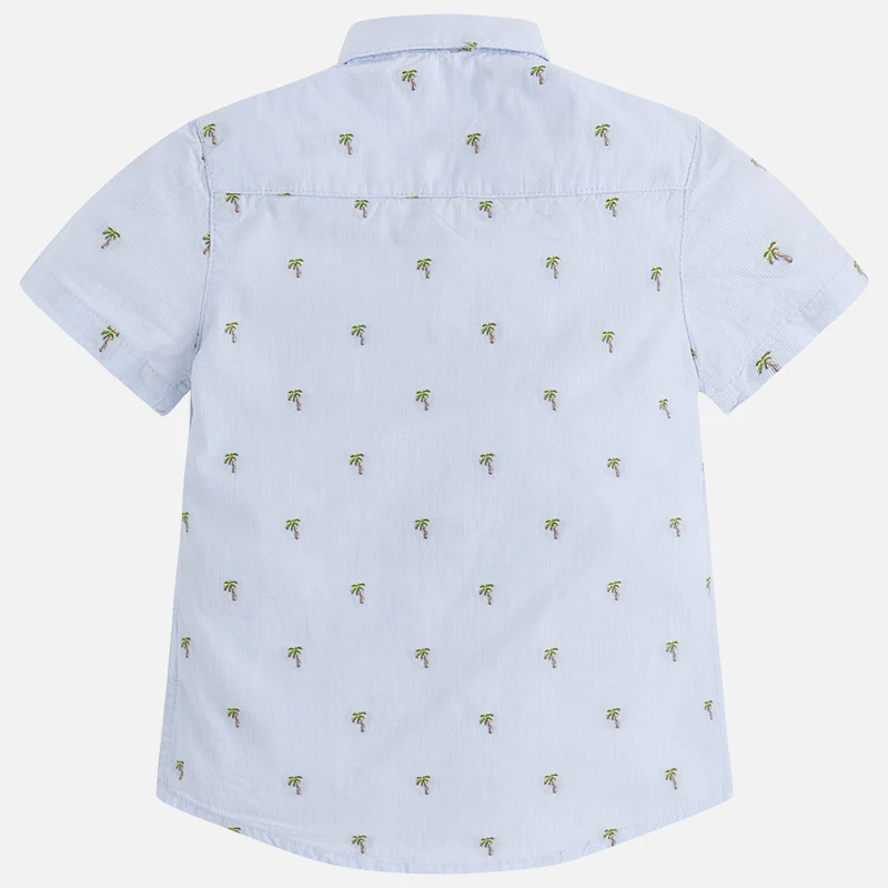 Palm Tree Print Short Sleeve Button Down Shirt - Image 3