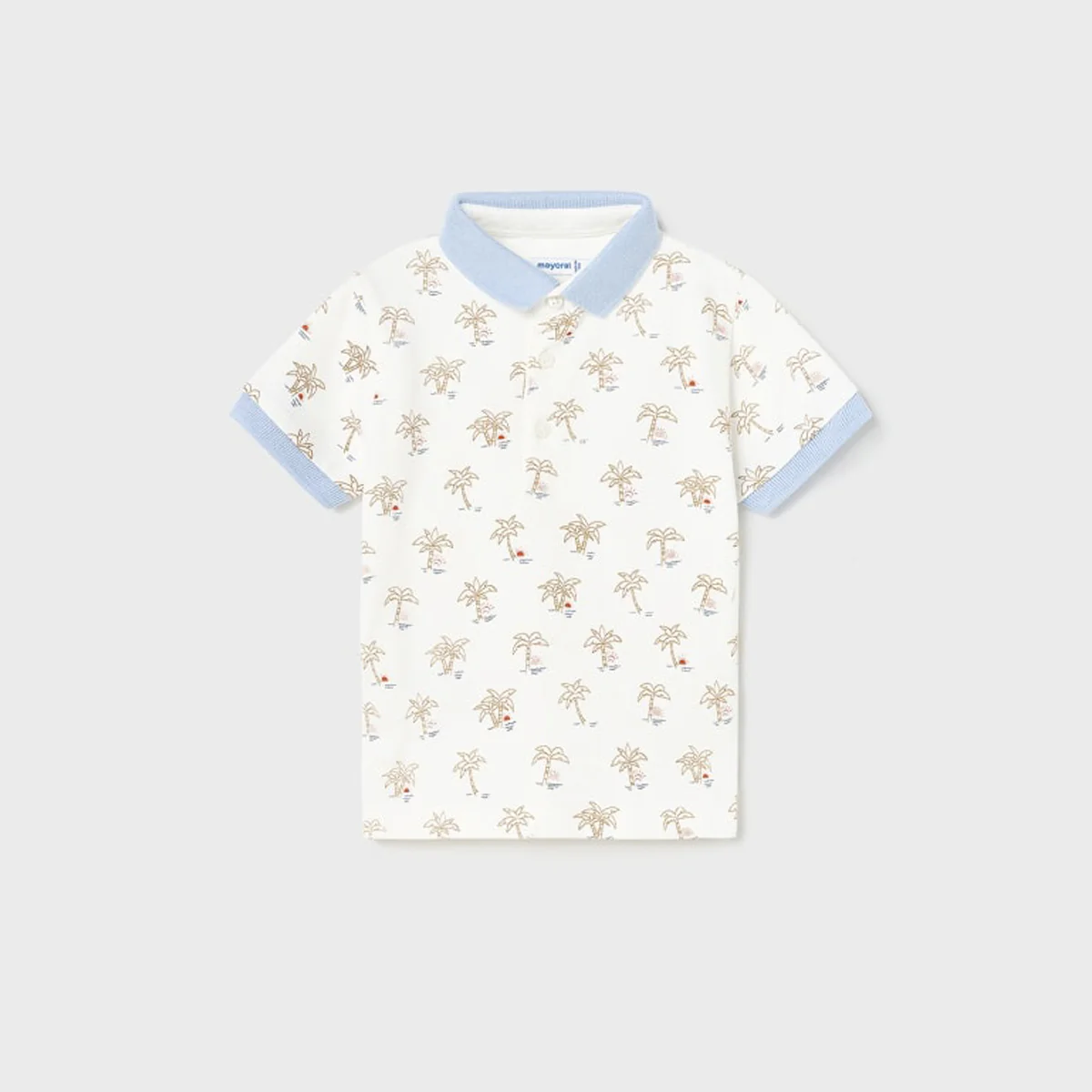 Palm Tree Print Short Sleeve Polo
