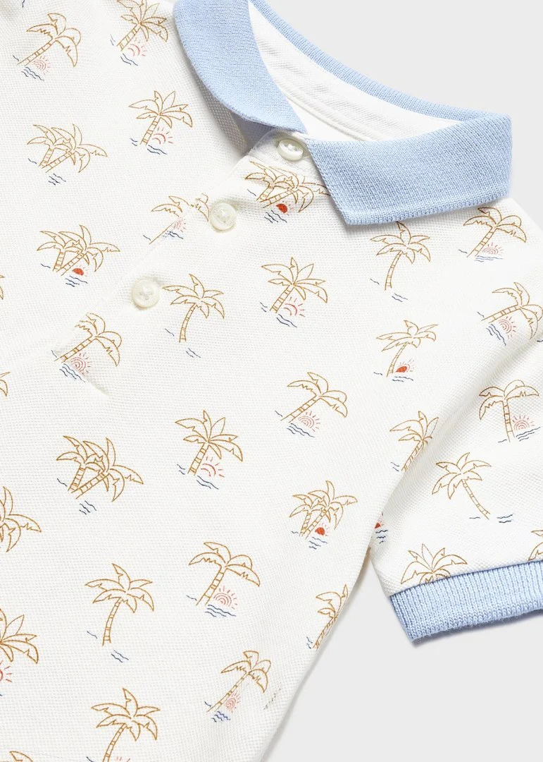 Palm Tree Print Short Sleeve Polo - Image 3
