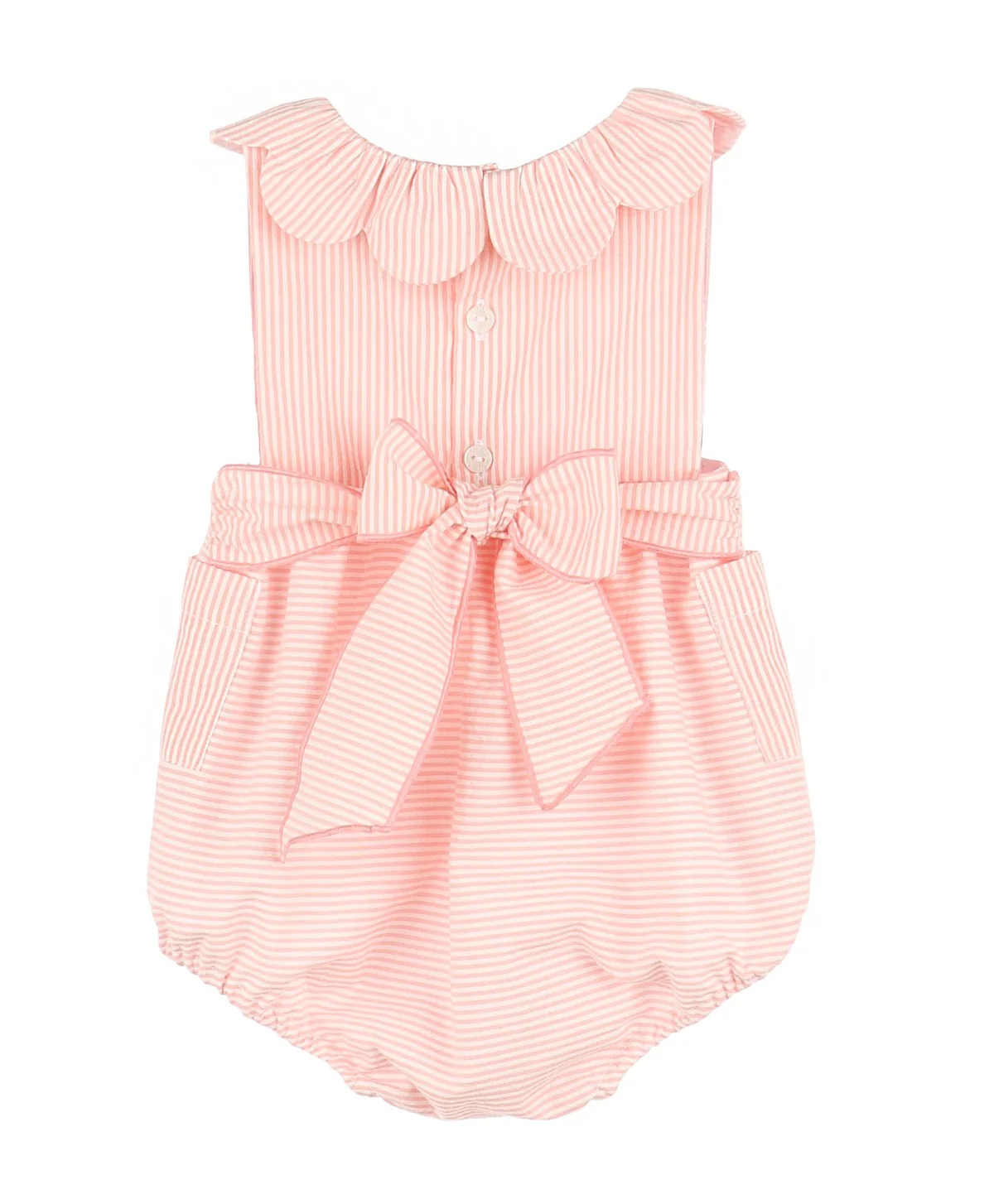 Peach & White Stripe Cul-De-Sac Sunsuit Bubble - Image 2