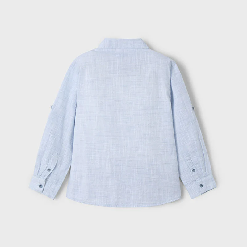 Sky Blue Long Sleeve Henley Shirt - Image 4