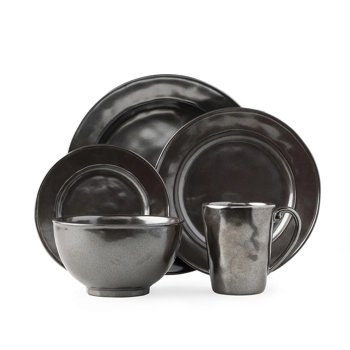 Pewter Stoneware 5pc Place Setting