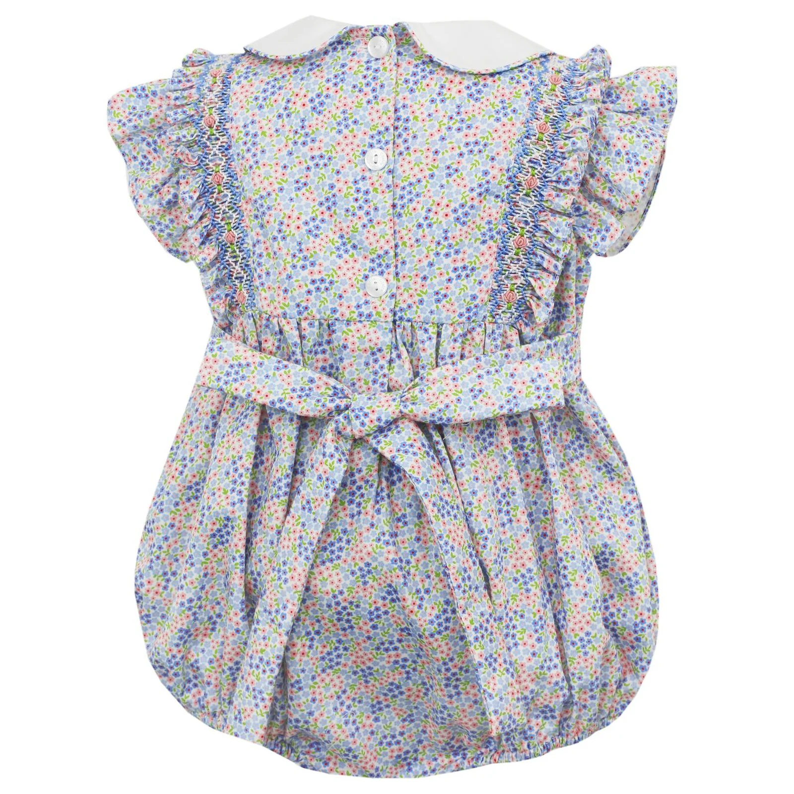 Pink & Blue Liberty Floral Smocked Bubble - Image 3