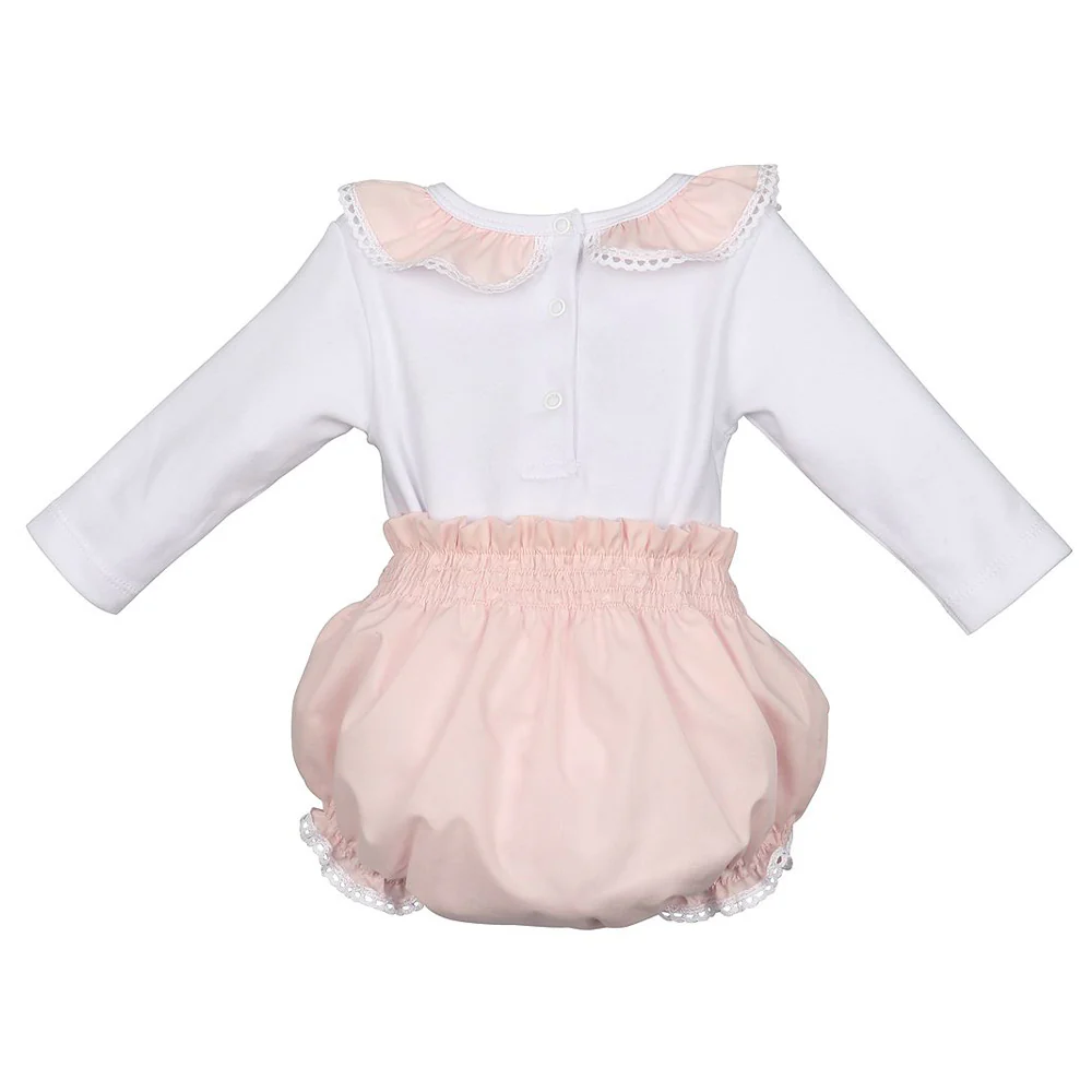 Pink Bodysuit & Bloomer Set with Ruffles - Image 4