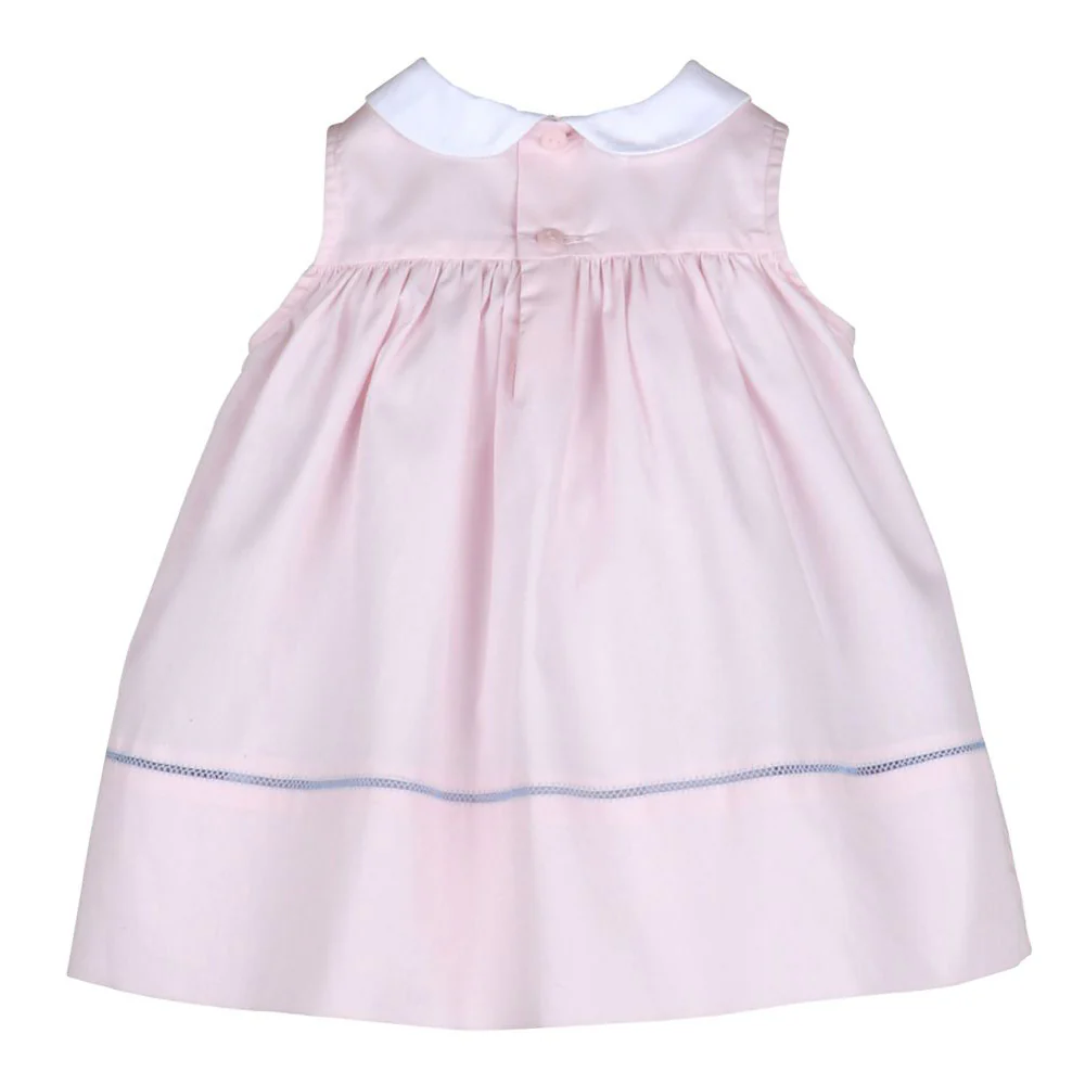 Pink Cape Check Dress With Blue Bows - Image 2