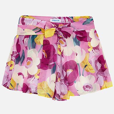 Pink Floral Chiffon Skort - Image 2