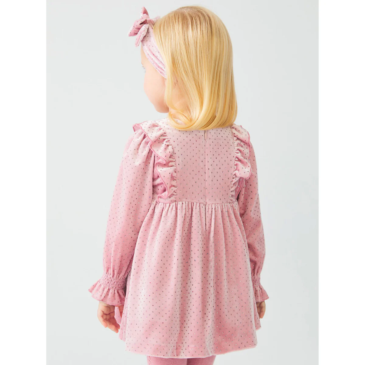 Pink Glitter Polka-Dot Velvet Dress - Image 2