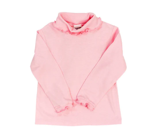 Pink Medium Knit Ruffle Turtleneck