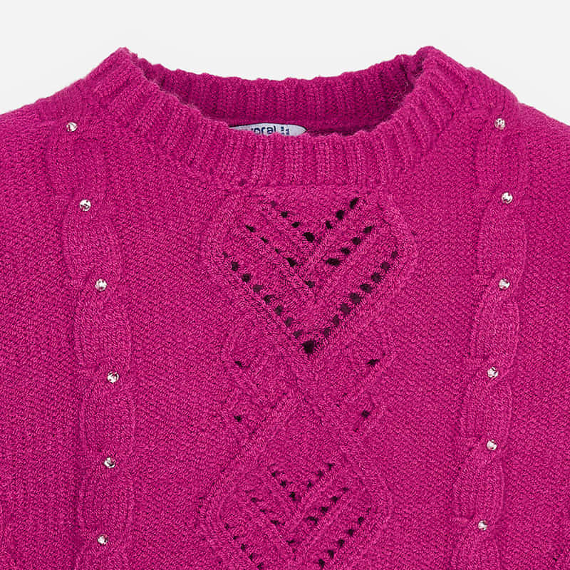 Pink Rhinestone Knitted Sweater - Image 2
